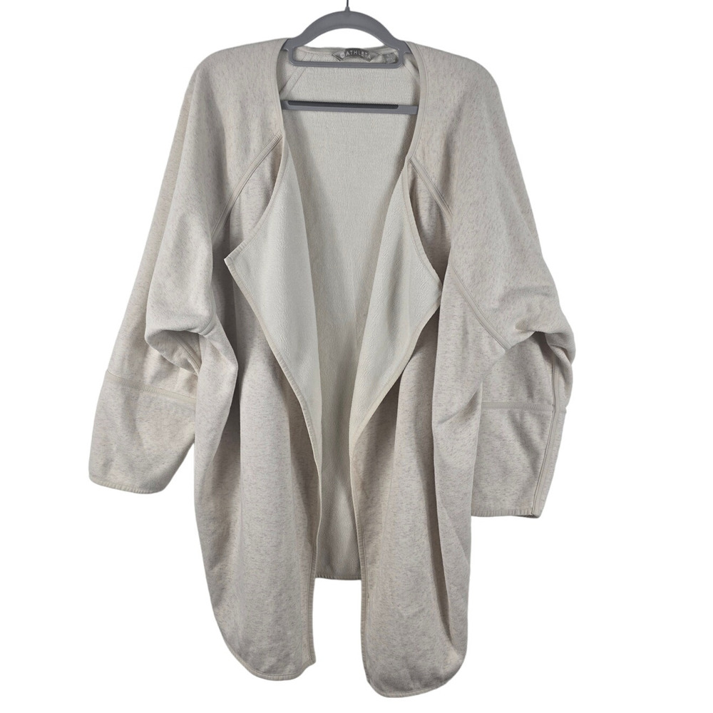 Athleta Heathered Beige Comfortable Lounge Wear Waterfall Cardigan Women L